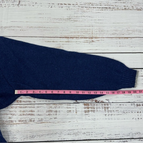 Lands' End Men’s Size XXL Navy Blue Gray Trim 100% Wool Crew Neck Sweater NEW - Picture 6 of 8